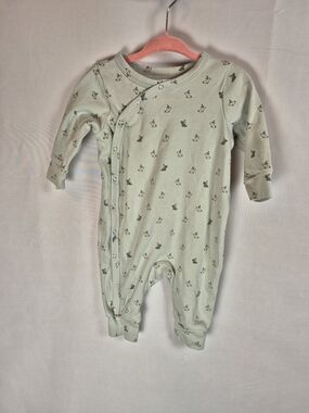 Pehr 100% Organic Cotton Sage Green Baby Tiny Bunny Print 3-6 M